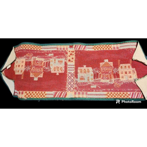 Tapestry Table Runner Bless Our Home Americana Country Houses - Picture 4 of 5